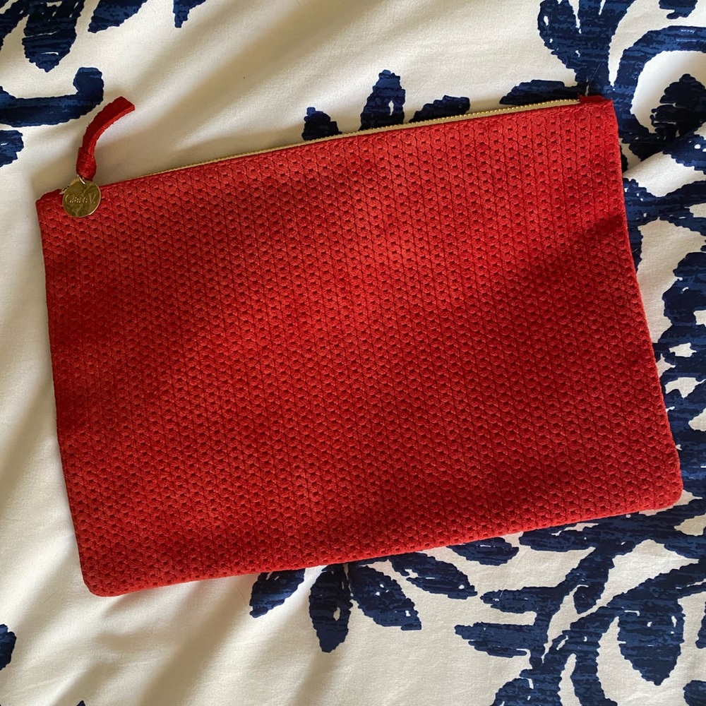 Clare V. Flat braided suede clutch